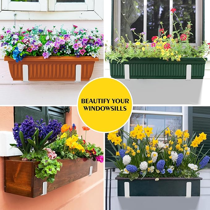 LukLoy Window Planter Box Brackets, 8 Pack Adjustable Heavy Duty Wall Mount - Image 2
