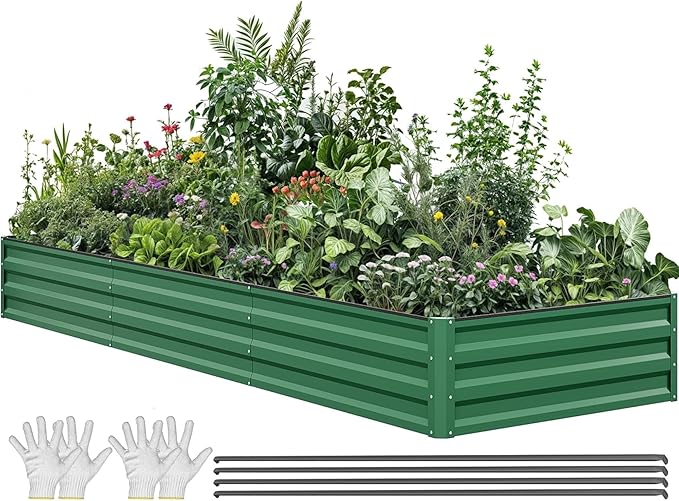 YITAHOME 144x48x12 in Galvanized Raised Garden Bed Kit, Large Metal Planter Box by YITAHOME