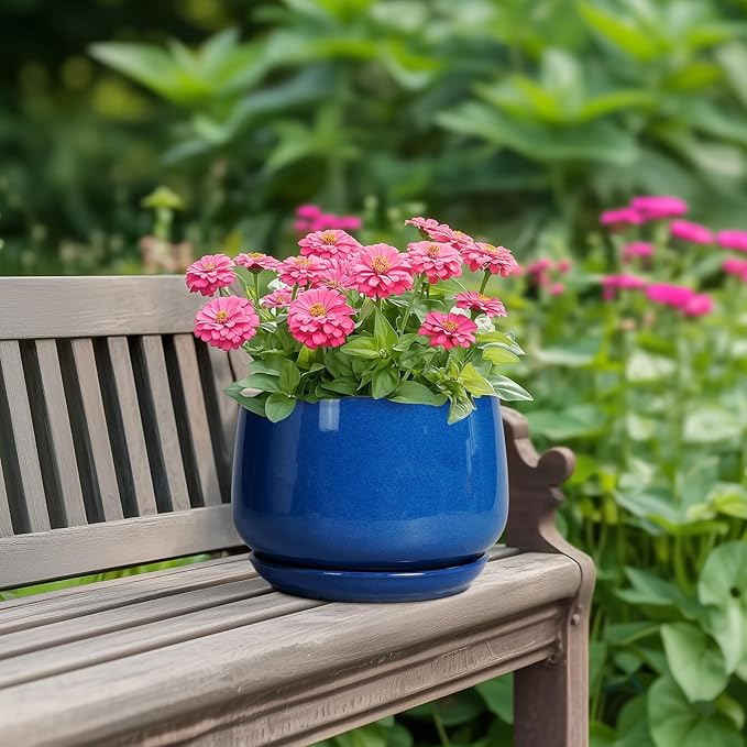 G EPGardening Round Ceramic Plant Pots - Image 4