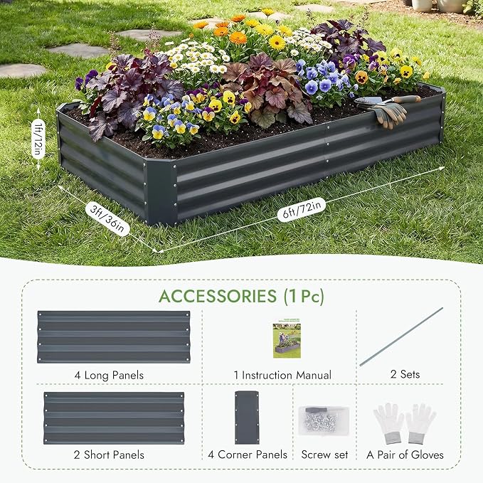 INNO STAGE Galvanized Raised Garden Bed Kit, Rust-Resistant & Easy Assembly - Image 3