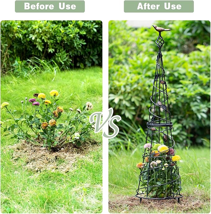 Garden Obelisk 40.5 Inch Metal Trellis - Image 3