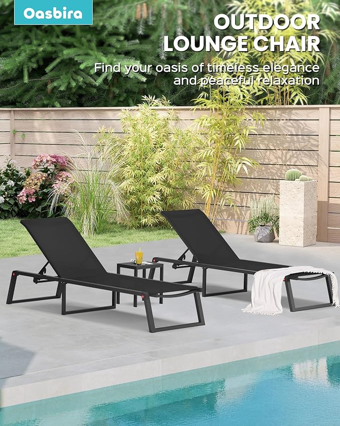 Aluminum Chaise Lounge Chair Outdoor, Foldable & Assembly Free Patio Pool - Image 6