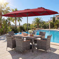 Tangkula 9 Piece Rattan Outdoor Dining Set by TANGKULA