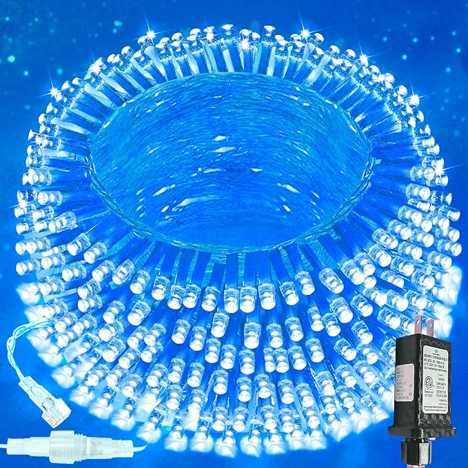 Upgraded Connectable 200 LED String Lights Indoor Outdoor, 66FT Blue Christmas by SANJICHA