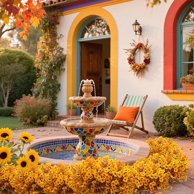 16 Bundles Artificial Fall Mums Outdoor UV Resistant, Fake Silk Plants No Fade - Image 5