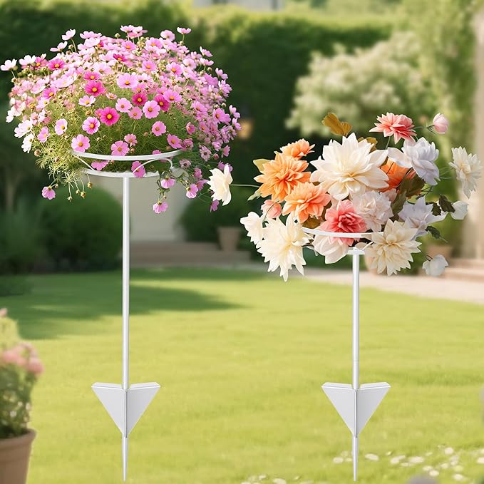 Tellingyou 2 Pack Adjustable Outdoor Flower Pot Stand, Metal Outdoor Plant - Image 2