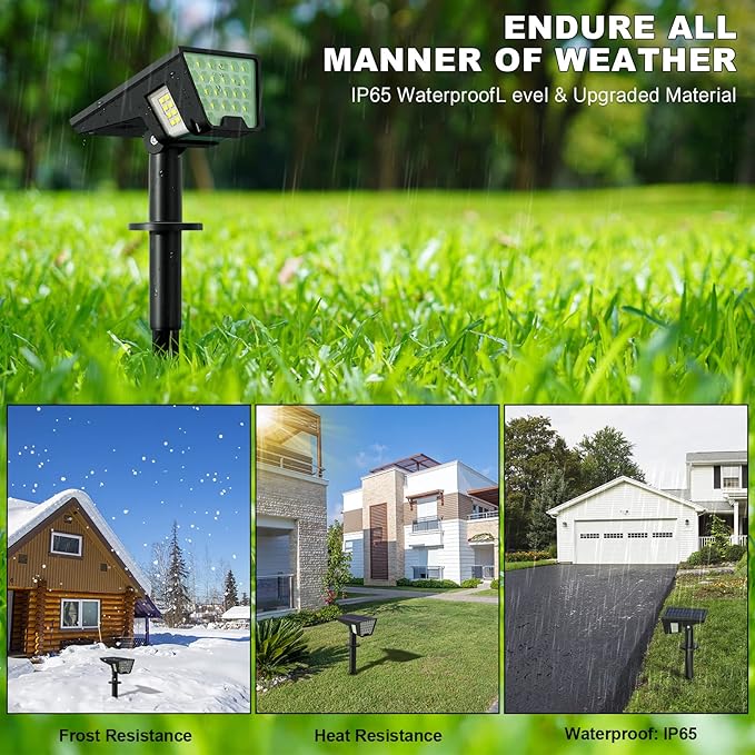 Solar Spot Lights Outdoor, 53 LEDs IP65 Waterproof Solar Lights Outdoor - Image 3