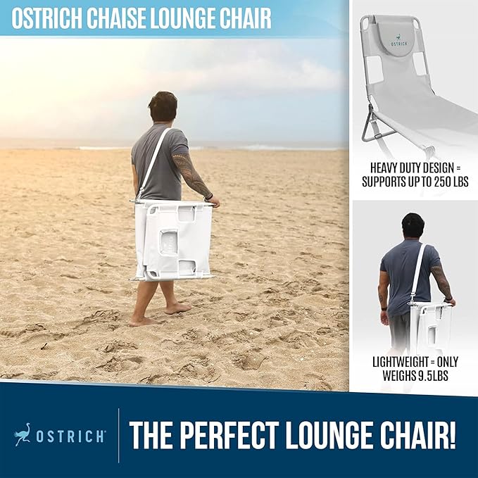 Ostrich 72 by 22 Inch Versatile Chaise Lounge Portable Reclining Lounger - Image 5