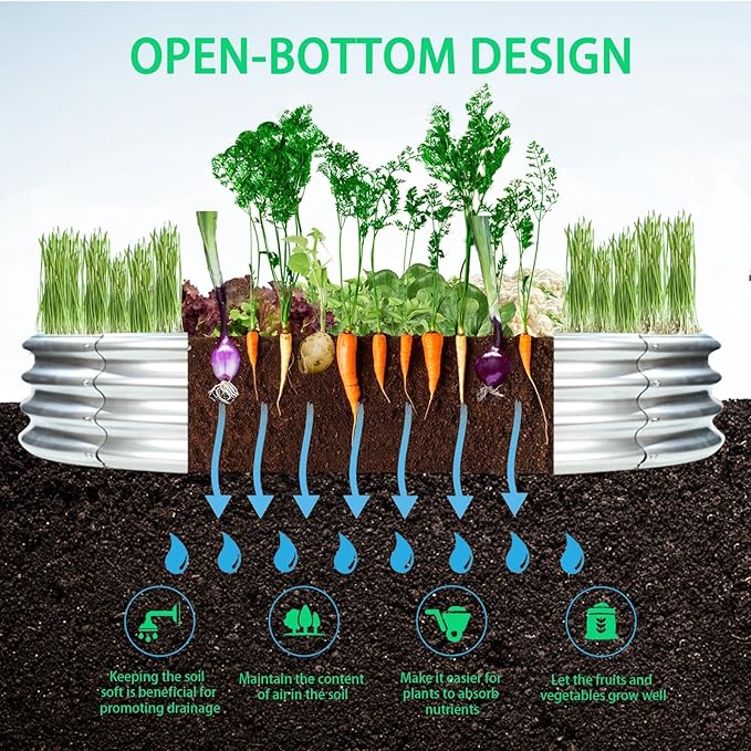 Durable Round Galvanized Steel Raised Garden Bed - Image 2
