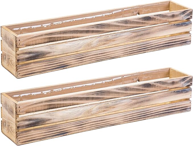 20" Rectangular Rustic Wood Planter by Unknown