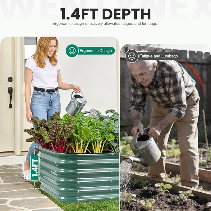 8×3×1.4FT Galvanized Raised Garden Bed Outdoor, Metal Raised Garden Bed Kit - Image 8