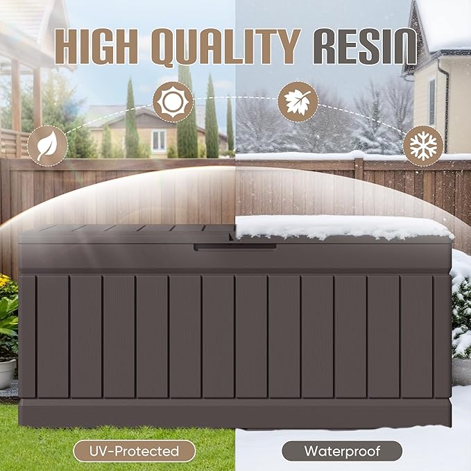 JUMMICO 78 Gallon Outdoor Deck Box Large Resin Storage Box - Image 4