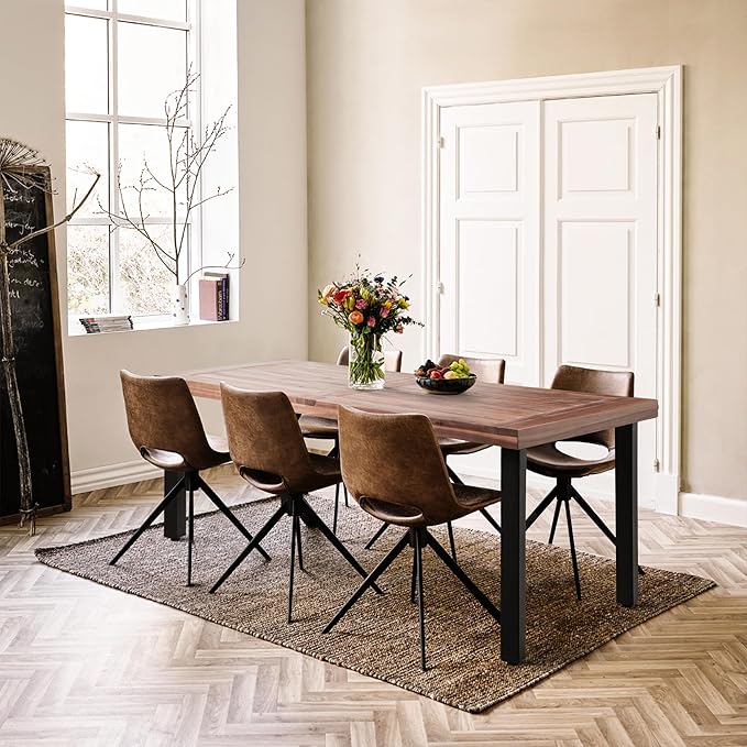 Flamaker Dining Table for 6 FSC Acacia Wood Indoor Outdoor Home Kitchen Table - Image 4