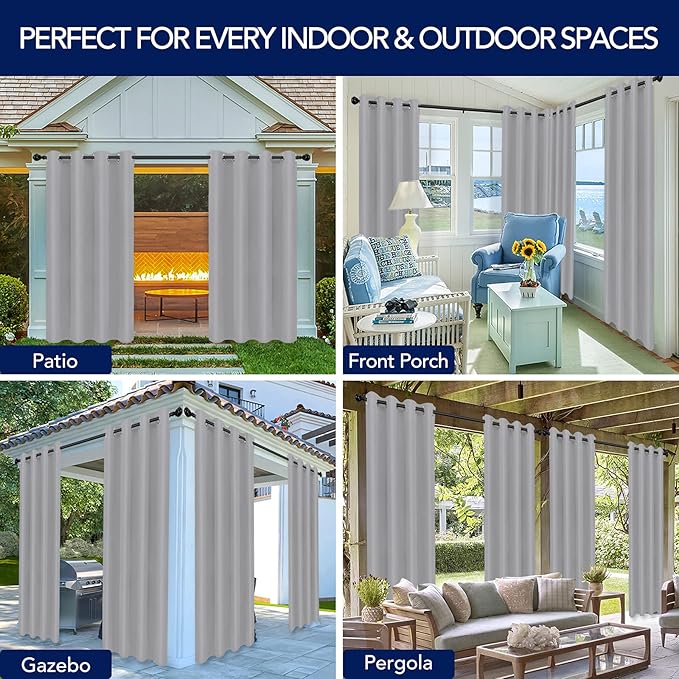 PureFit Outdoor Curtains for Patio Waterproof Weatherproof, UV Resistant - Image 5