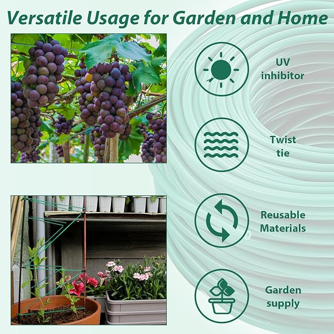 YDSL 100 Feet Soft Tie for Plants, 3 Pack Green Twist Garden Ties Gardening - Image 6