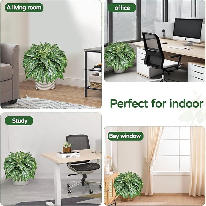 2 Pack Large 88 Leaves Artificial Ferns - Image 8
