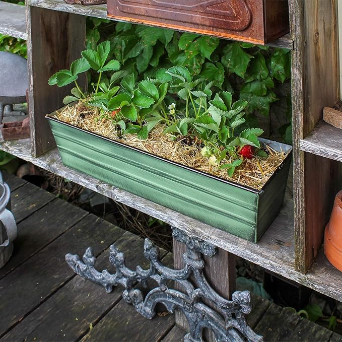 Achla Designs Galvanized Window Flower Box Planter-Green-Small - Image 8