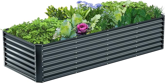 8x2x2FT Galvanized Raised Garden Bed, Galvanized Planter Boxes Outdoor by AyenGuard