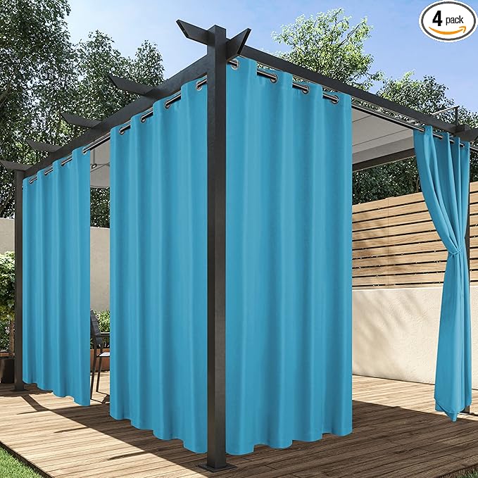 HolidayIdeas Outdoor Curtains for Patio Waterproof, 4 Panels by HolidayIdeas