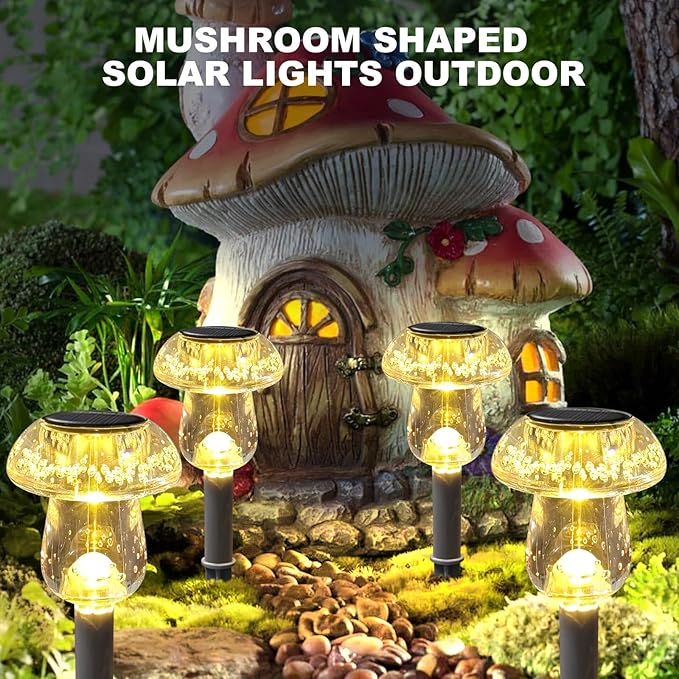 Solar Lights Outdoor, 16 Pack Mushroom Lights Outside Waterproof, Solar Powered - Image 2
