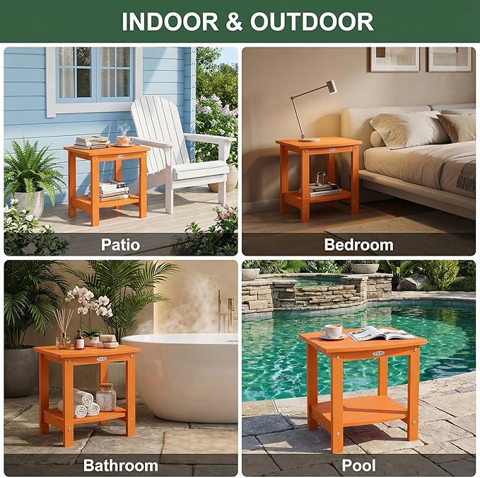 Y&M Outdoor Side Table, HIPS Adirondack Small Double Layer Table, Waterproof - Image 6