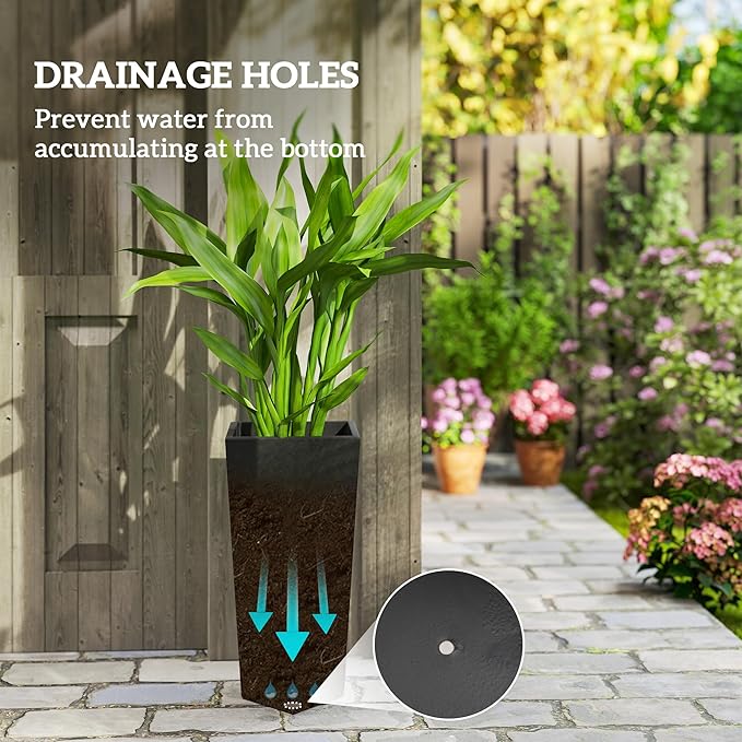 Outsunny Set of 3 Tall Planters, MgO Indoor Outdoor Planters - Image 5