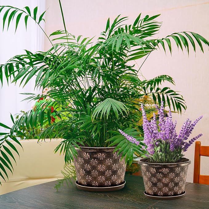 10 Inch Planter Pots for Plants, 4 Pack Plastic Large Flower Pots Indoor Outdoor - Image 6