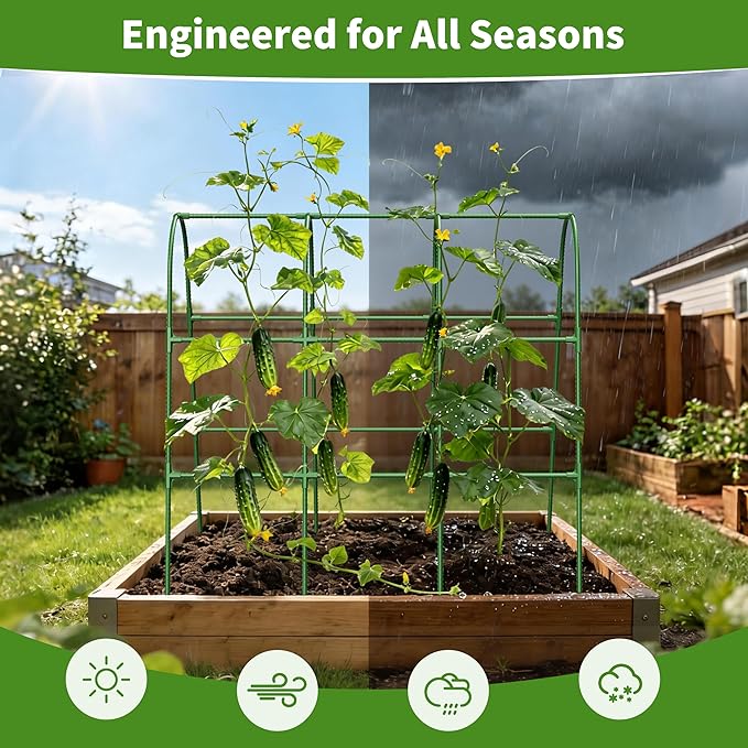 Cucumber Trellis for Raised Bed, U-Shape Garden Trellis for Climbing Plants - Image 6