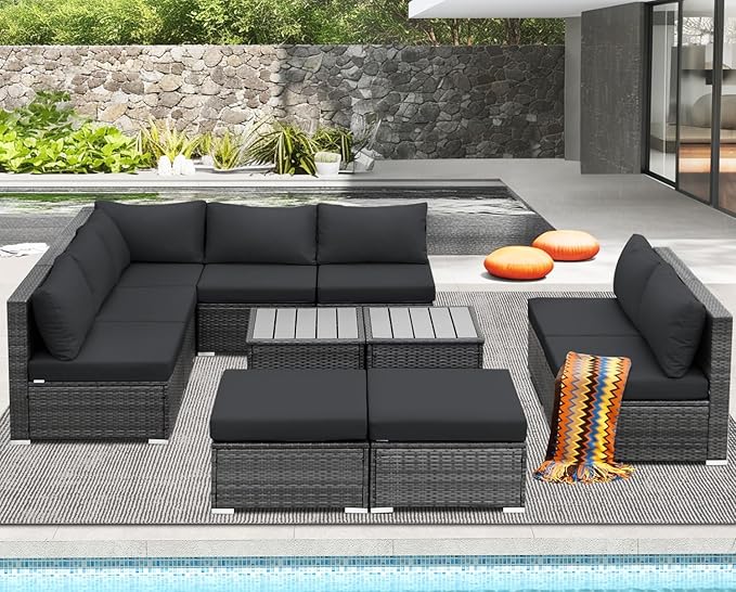NICESOUL 11 Piece Extra Large Outdoor Furniture Sofa Set, Deep Wide PE Wicker - Image 2