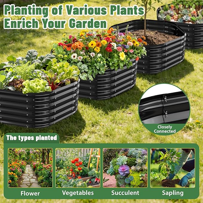 Hexagon Raised Garden Bed, 48 Inch Diagonal & 16.5 Inch Tall, Galvanized Steel - Image 6