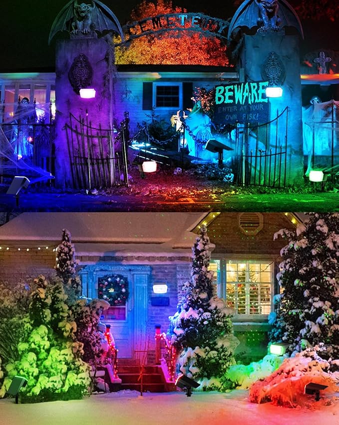 HIBOITEC Solar Spot Lights Outdoor Color Changing 59LED Landscape Lighting - Image 7