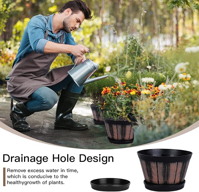 Quarut 6 inch Brown Barrel Planters - Image 3