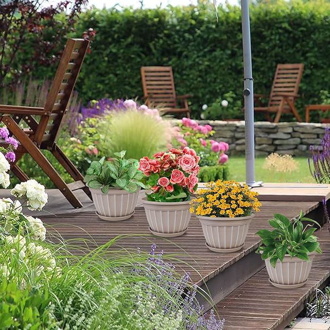 FGstyle 4 Pack Flower Pots, 8 Inch Plants Pot, Planters Pot - Image 7