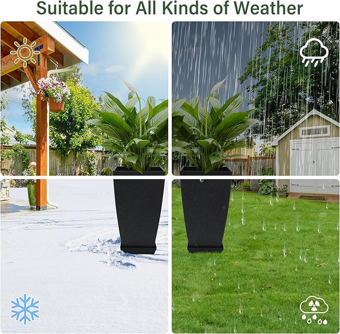 Set of 2 Tall Planter, 21 inch Large Plastic Planter - Image 6