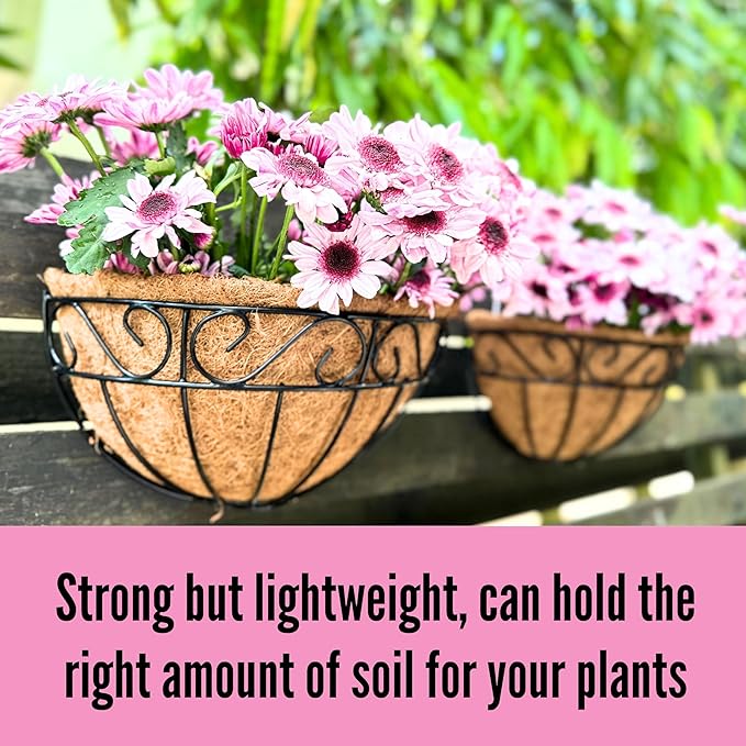 LaLaGreen 16 Inch Wall Mounted Flower Baskets, 4 Pack, Large Railing Planter - Image 7