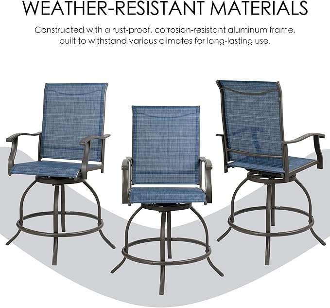 Kozyard Isabella Outdoor Swivel Bar Stools, Counter Height Patio Swivel Chairs - Image 5