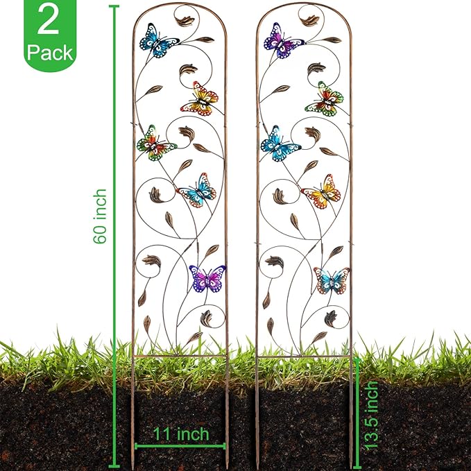 SUNNYPARK Set of 2 Butterfly Metal Garden Trellis - Image 2