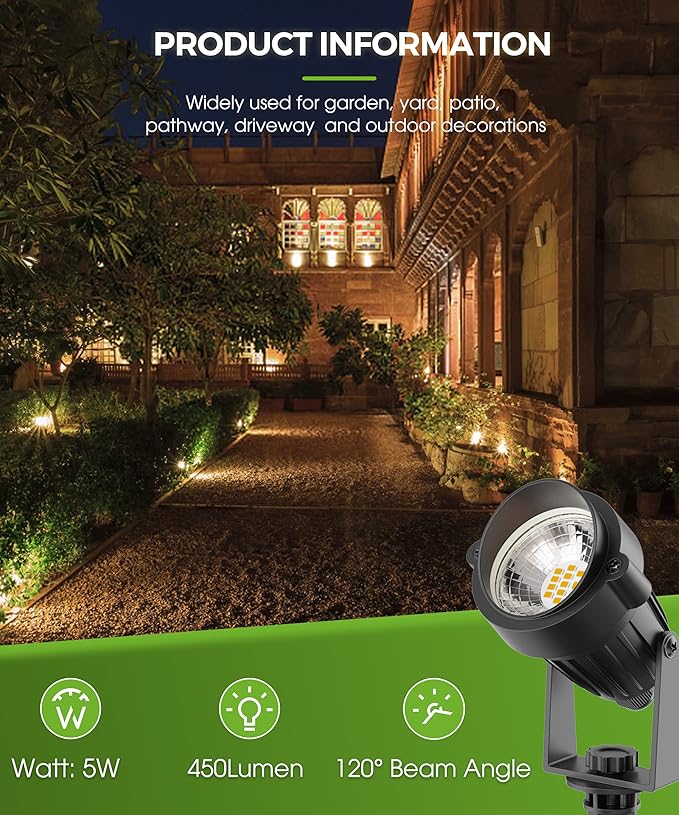 L LOHAS LED Outdoor Landscape Lighting, Auto On/Off 3000K Low Voltage Landscape - Image 8