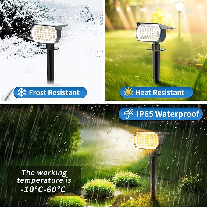 Solar Spot Lights Outdoor 2 Pack, Solar Landscape Spotlights Waterproof - Image 5
