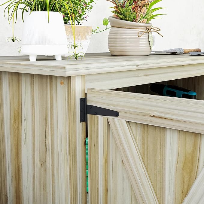 Outsunny Wood Garden Shed, Compact Outdoor Storage Cabinet Potting Shed - Image 9