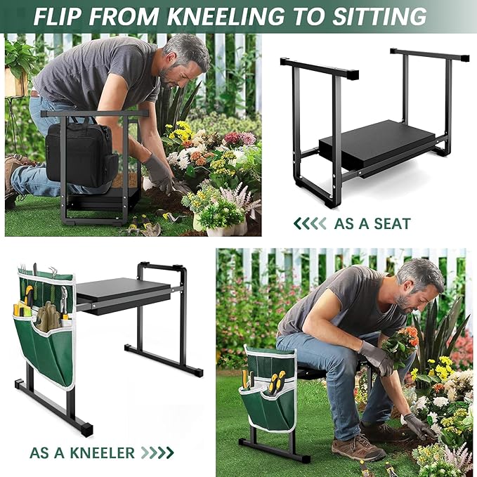 FLINTER Garden Kneelers Seat, Stable and Save Tip-Resistant Design 10.2" Wider - Image 3