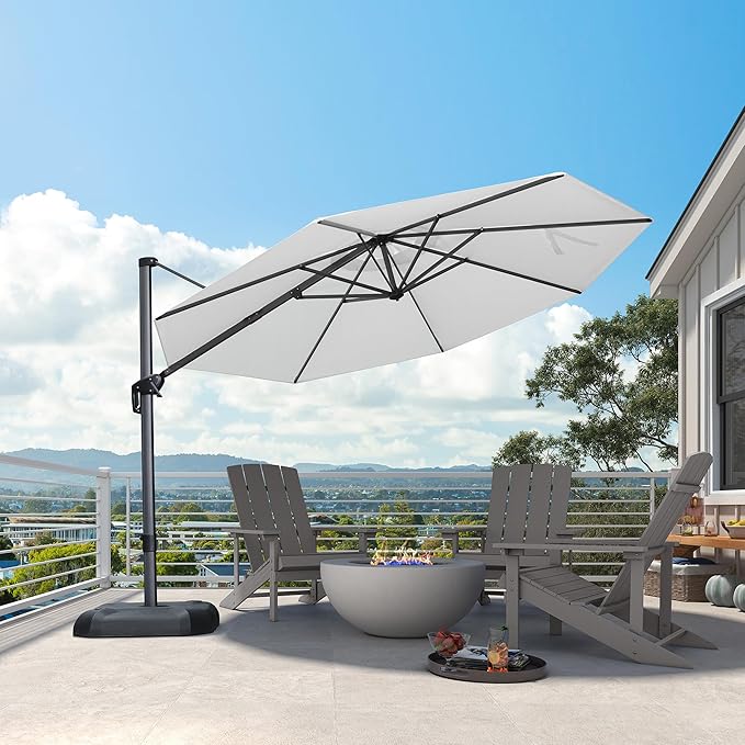 PURPLE LEAF 11 Feet Patio Umbrella Outdoor Cantilever Round Umbrella Aluminum - Image 2