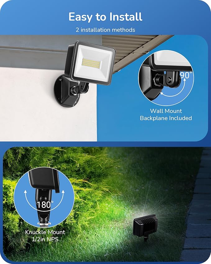 EDISHINE 2 Pack 6800LM LED Flood Lights Outdoor - Image 4