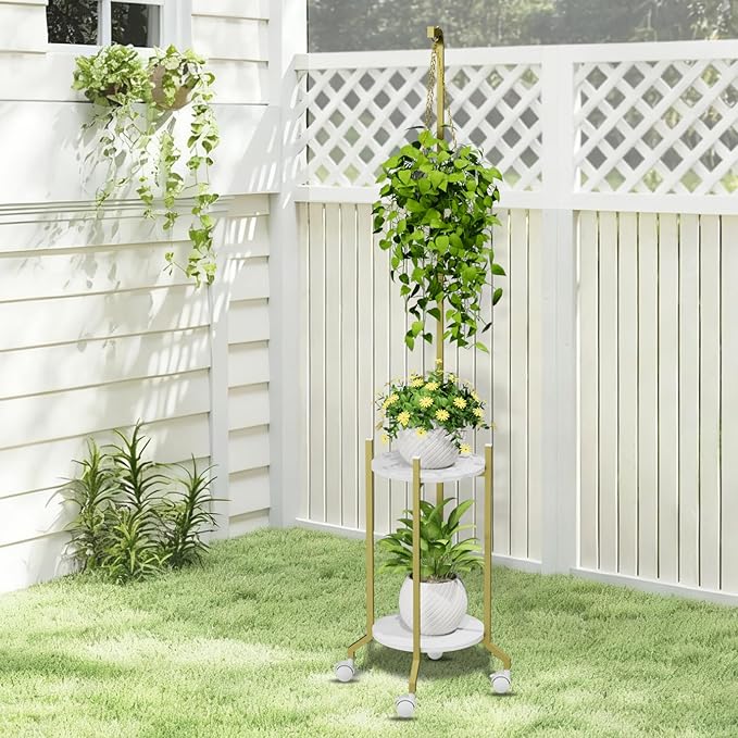 Plant Stand Indoor, 2 Tier Hanging Tall Plant Shelf - Image 7