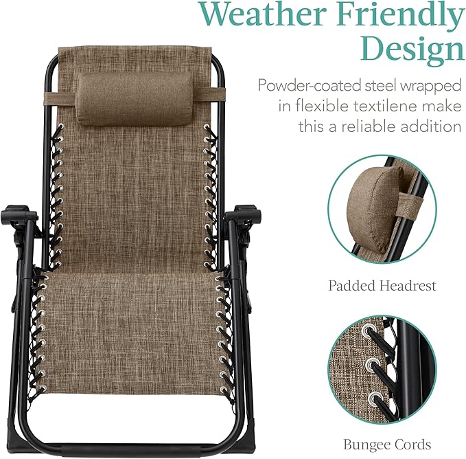 Best Choice Products Oversized Zero Gravity Chair, Folding Outdoor Patio - Image 4