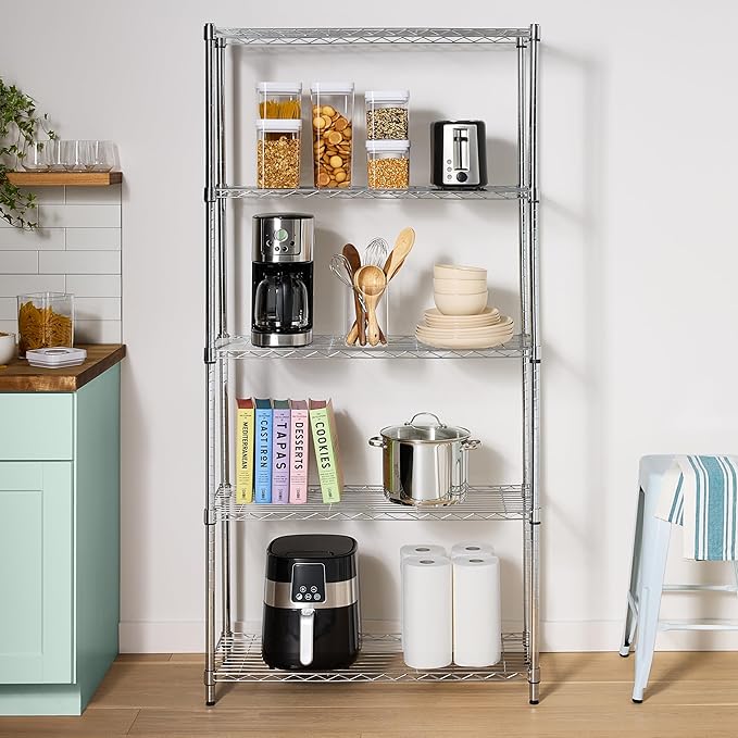 Amazon Basics 5-Shelf Adjustable Heavy Duty Steel Wire Rack, Space Saving - Image 5