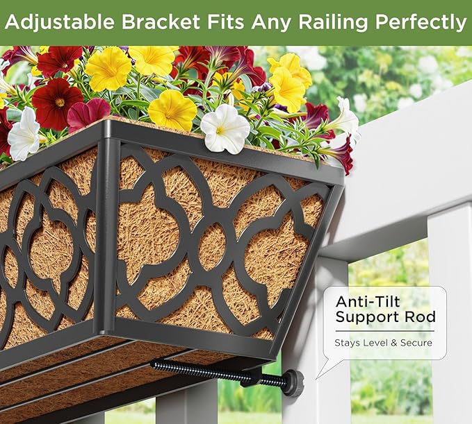 HFHOME 4 Pcs 30" Window Box Deck Railing Planter - Image 4