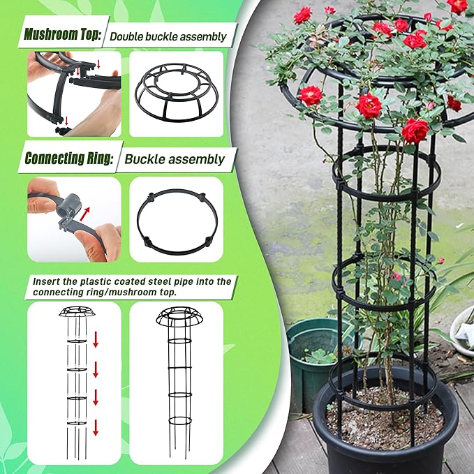 Garden Trellis for Climbing Plants Outdoor, 65 Inch Mushroom Top Trellis for - Image 5