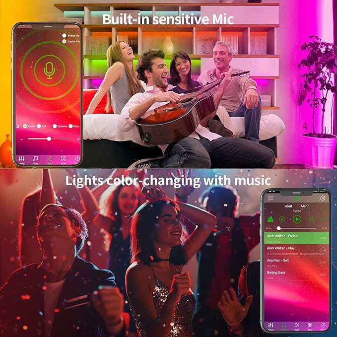 KSIPZE 100ft Led Strip Lights RGB Music Sync Color Changing Led Lights - Image 4