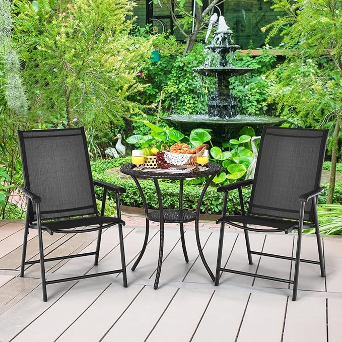Giantex Set of 2 Patio Folding Chairs, Portable Outdoor Dining Chairs - Image 2
